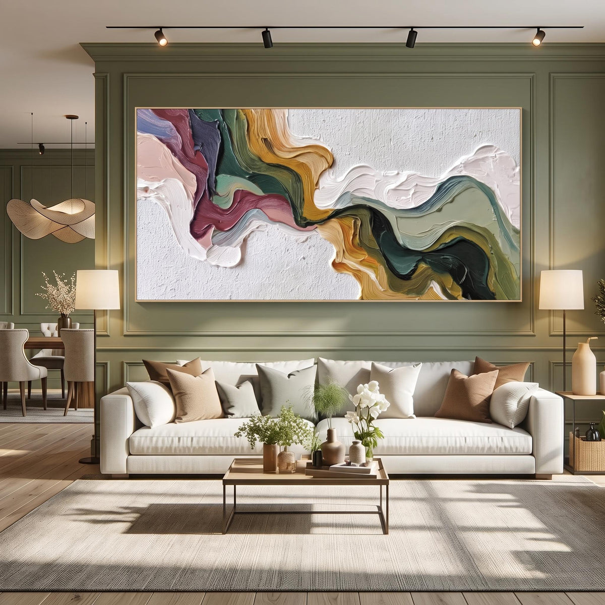 3D-Textured Art｜Multicolor Swirl Abstract Wall Painting