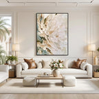 3D-Textured Art｜Vertical Impasto White Flower Wall Art