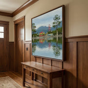 Impressionist Art | Lakeside Village Serenity
