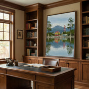 Impressionist Art | Lakeside Village Serenity