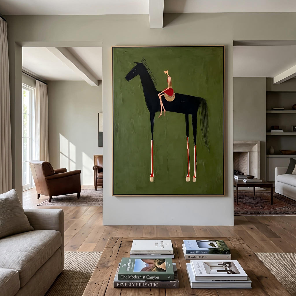 Abstract Art｜Black Horse & Rider Wall Art