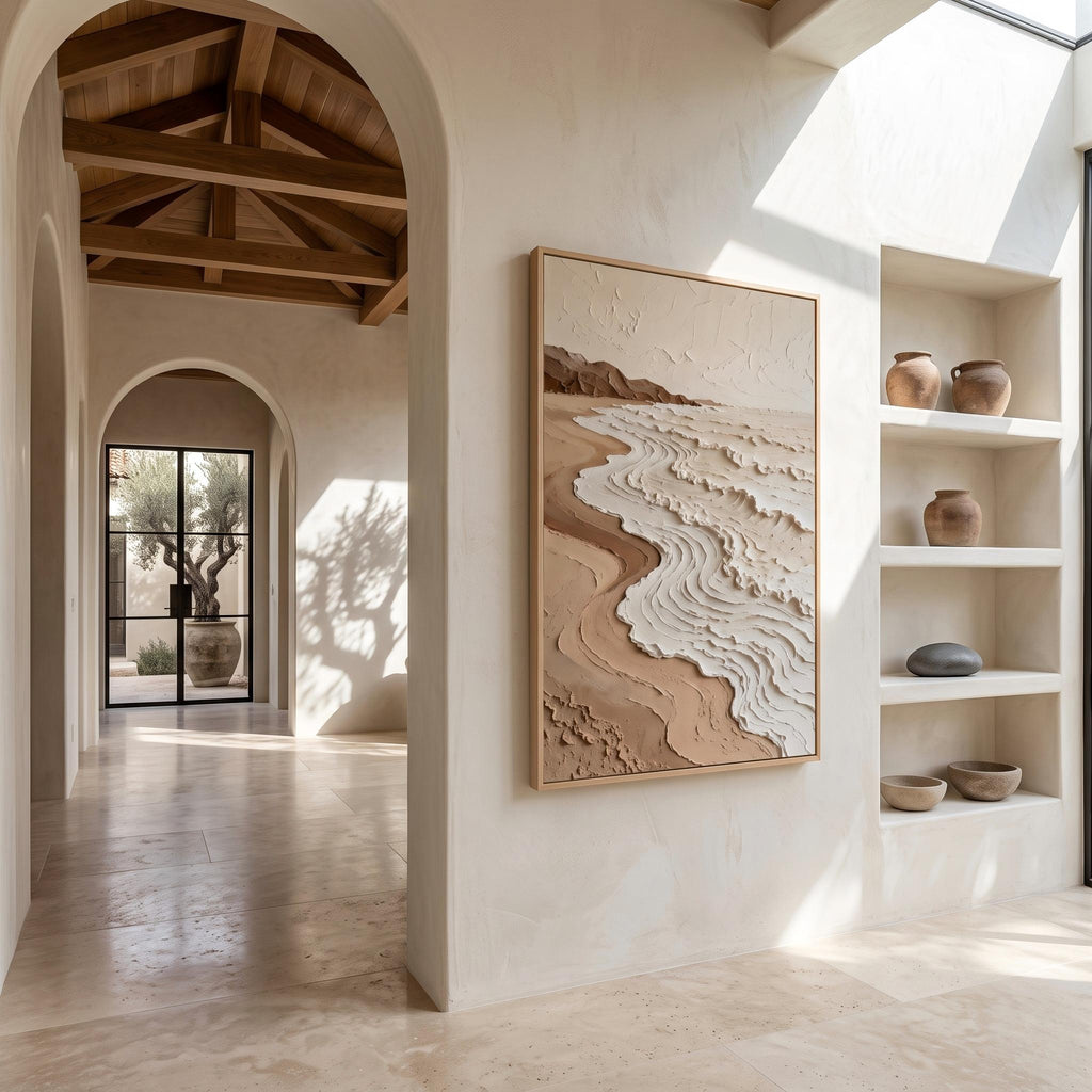 Wabi‑Sabi Art｜Neutral Tones Stereoscopic Seaside Wall Decor