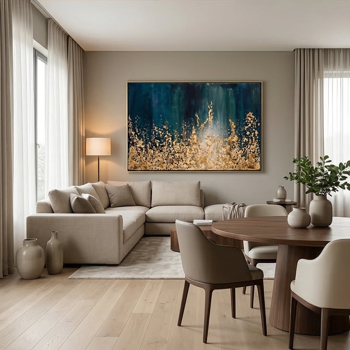 Contemporary Luxe Art |Golden Cascade