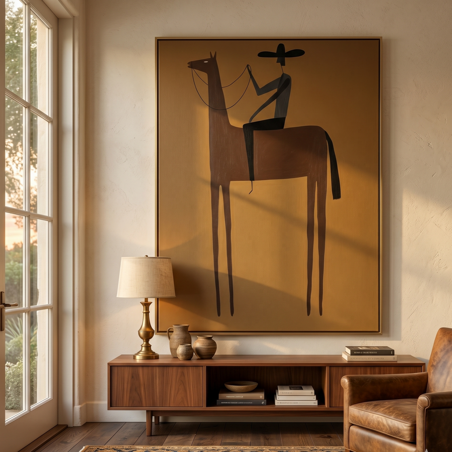 Vintage Americana Art | Golden Solitude Rider