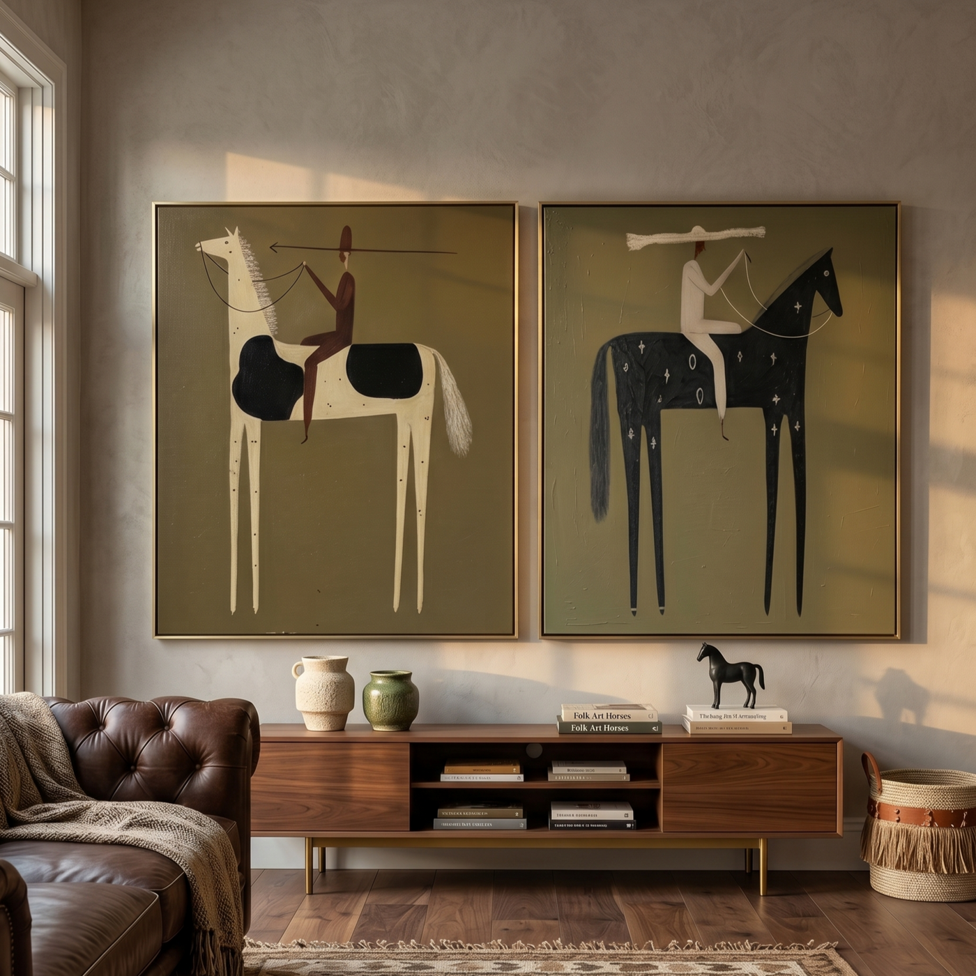 Vintage Americana Art | Horsemen Duet