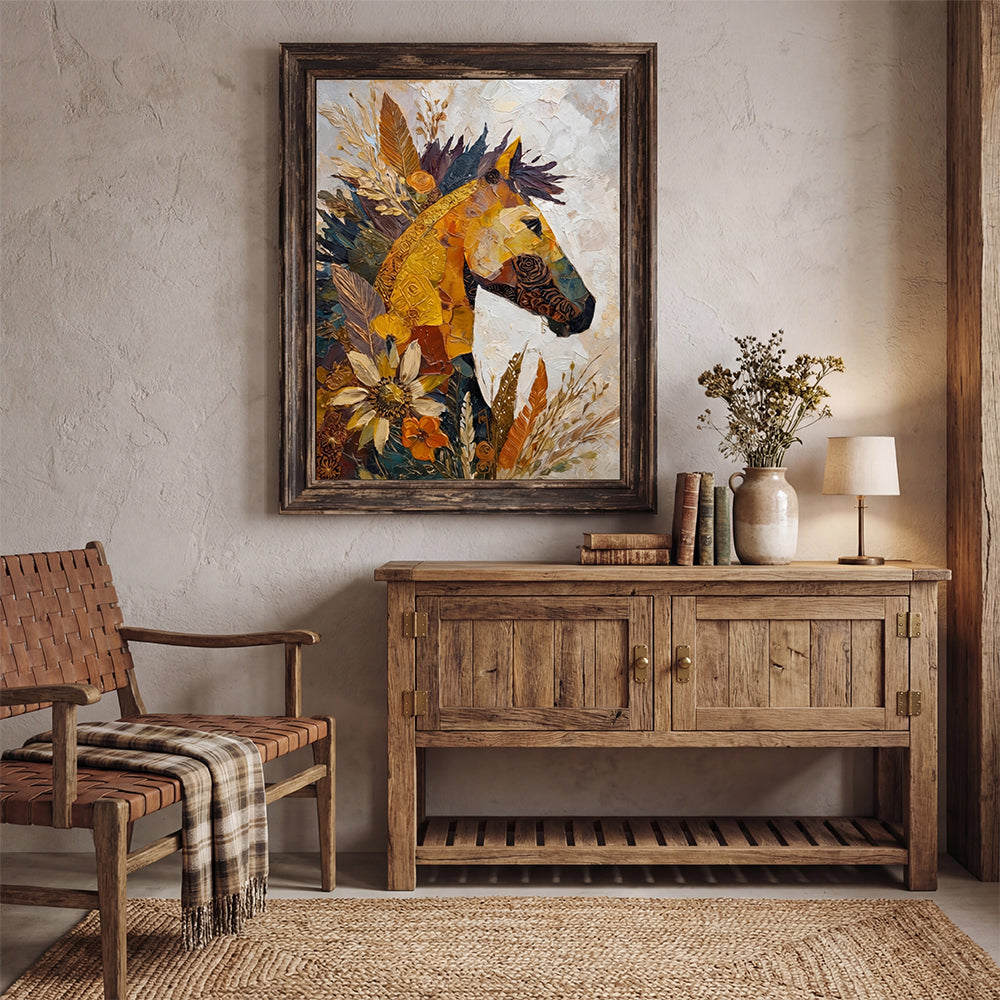 3D-Textured Art | Golden Harvest Horse