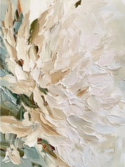 3D-Textured Art｜Vertical Impasto White Flower Wall Art