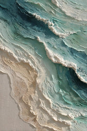 3D-Textured Art｜Blue Green Coastal Wall Painting