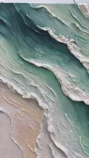 3D-Textured Art｜Blue Green Coastal Wall Painting